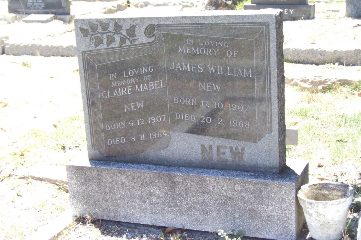 NEW James William 1907-1968 &amp; Claire Mabel 1907-1964