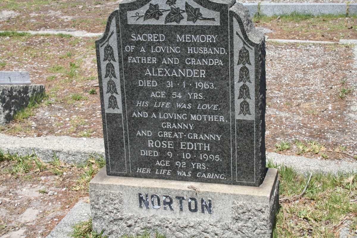 NORTON Alexander -1963 &amp; Rose Edith -1995