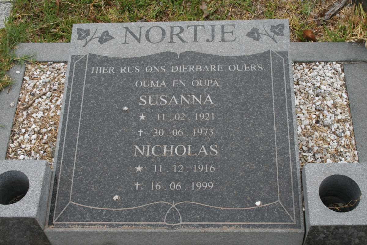 NORTJE Nicholas 1916-1999 &amp; Susanna 1921-1973