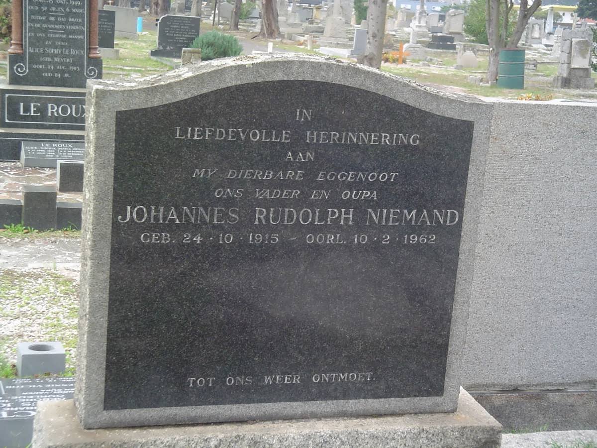 NIEMAND Johannes Rudolph 1915-1962