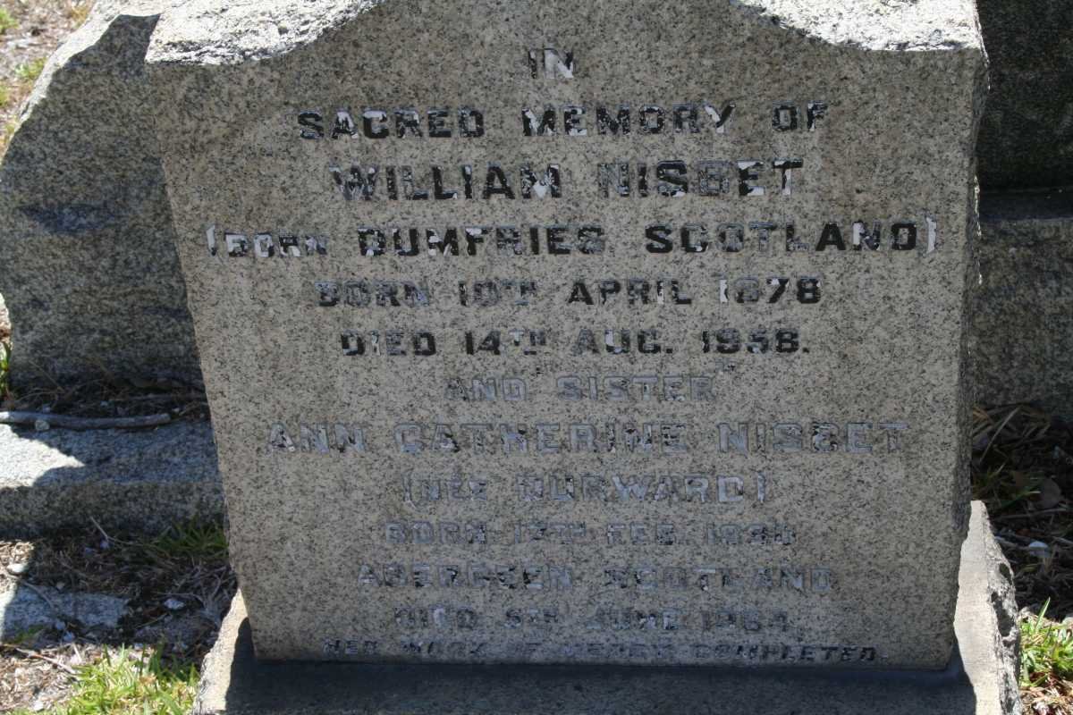 NISBET William 1878-1958 :: NISBETT Ann Catherine nee DURWARD1890 -1964
