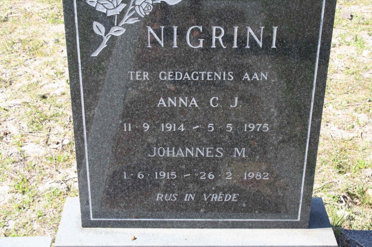 NIGRINI Johannes M. 1915-1982 &amp; Anna C.J. 1914-1975