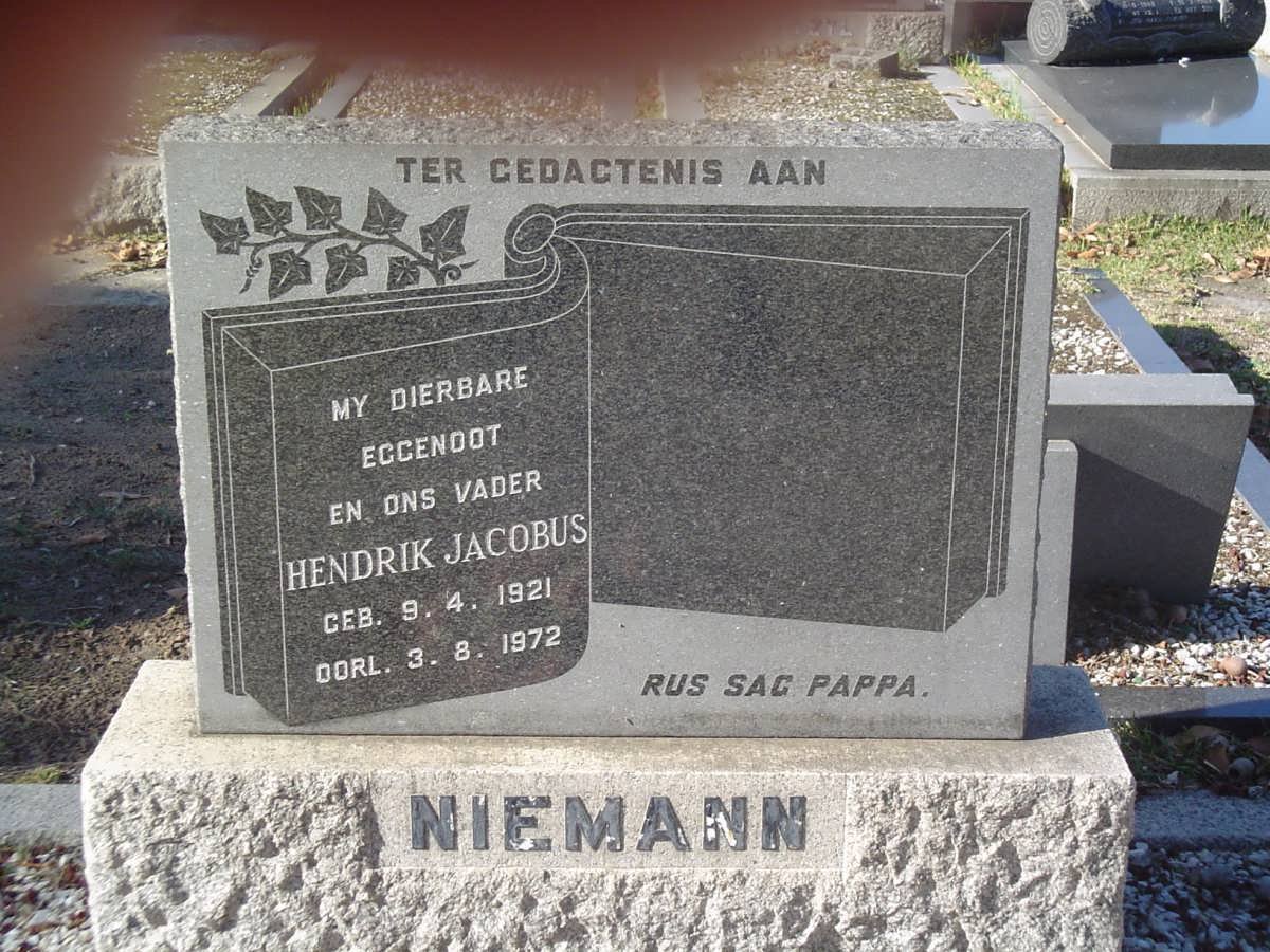 NIEMANN Hendrik Jacobus 1921-1972