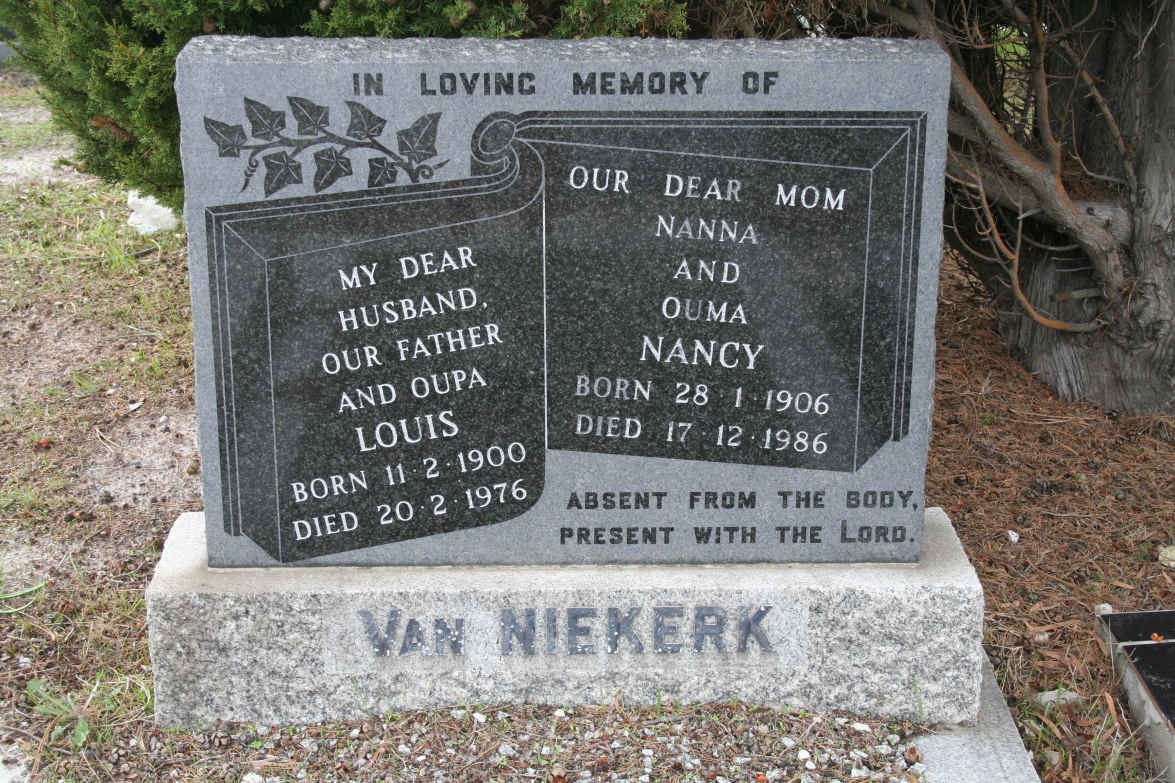 NIEKERK Louis, van 1900-1976 &amp; Nancy 1906-1986