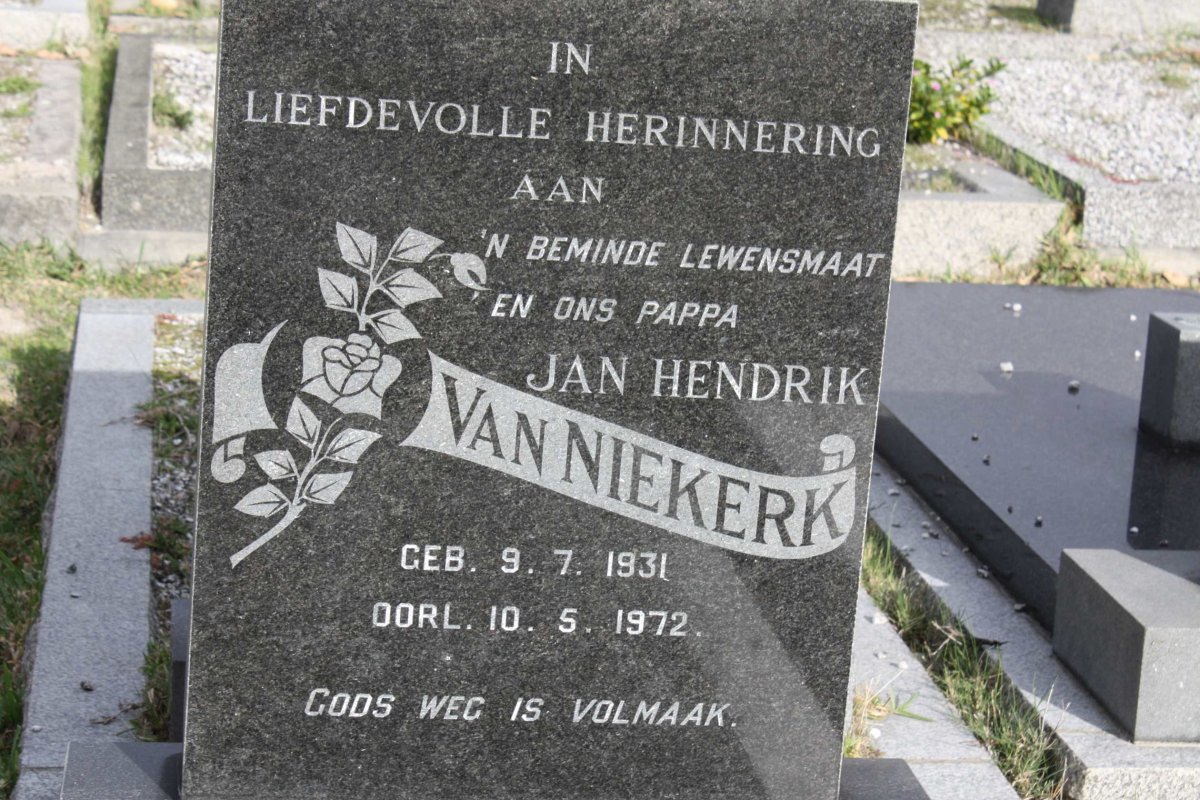 NIEKERK Jan Hendrik, van 1931-1972