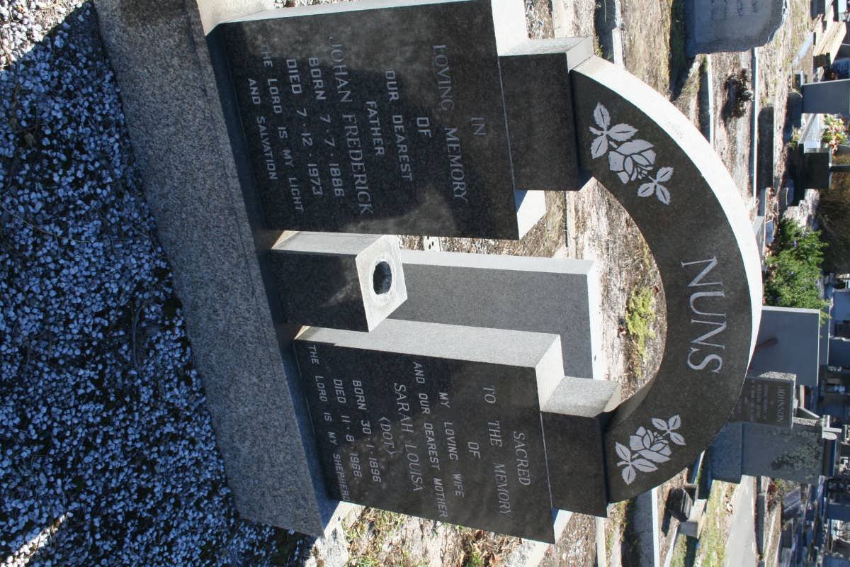 NUNS Johan Frederick 1886-1973 &amp; Sarah Louisa 1896-1966