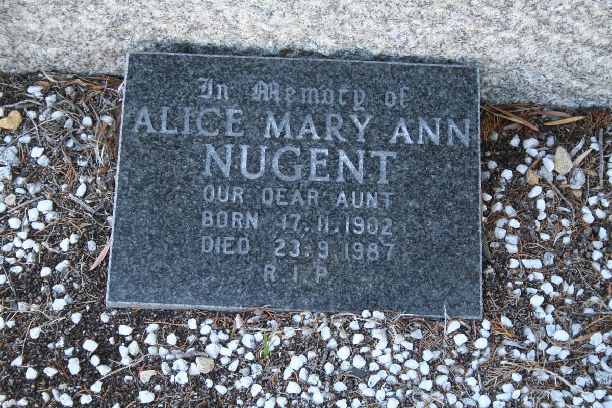 NUGENT Alice Mary Ann 1902-1987