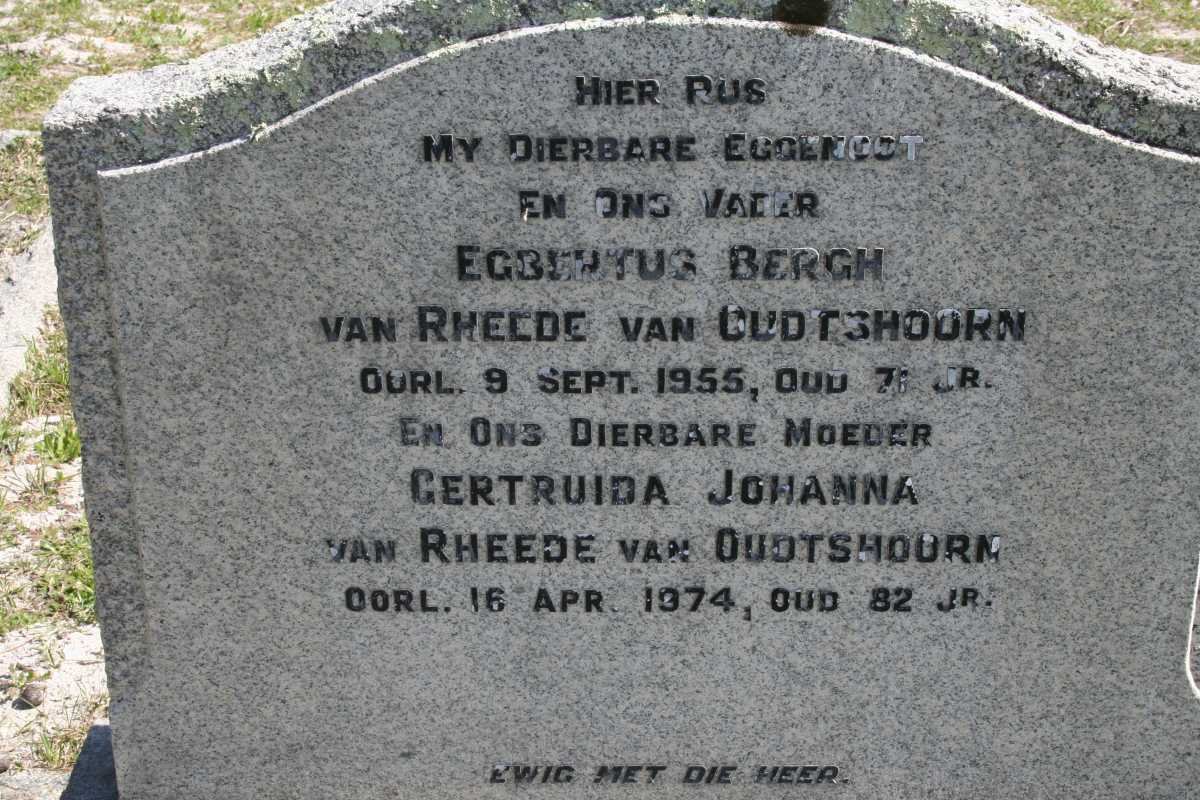 OUDTSHOORN Egbertus Bergh, van van Rheede -1955 &amp; Gertruida Johanna -1974