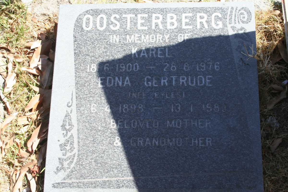 OOSTERBERG Karel 1900-1976 &amp; Edna Gertrude EYLES 1898-1989