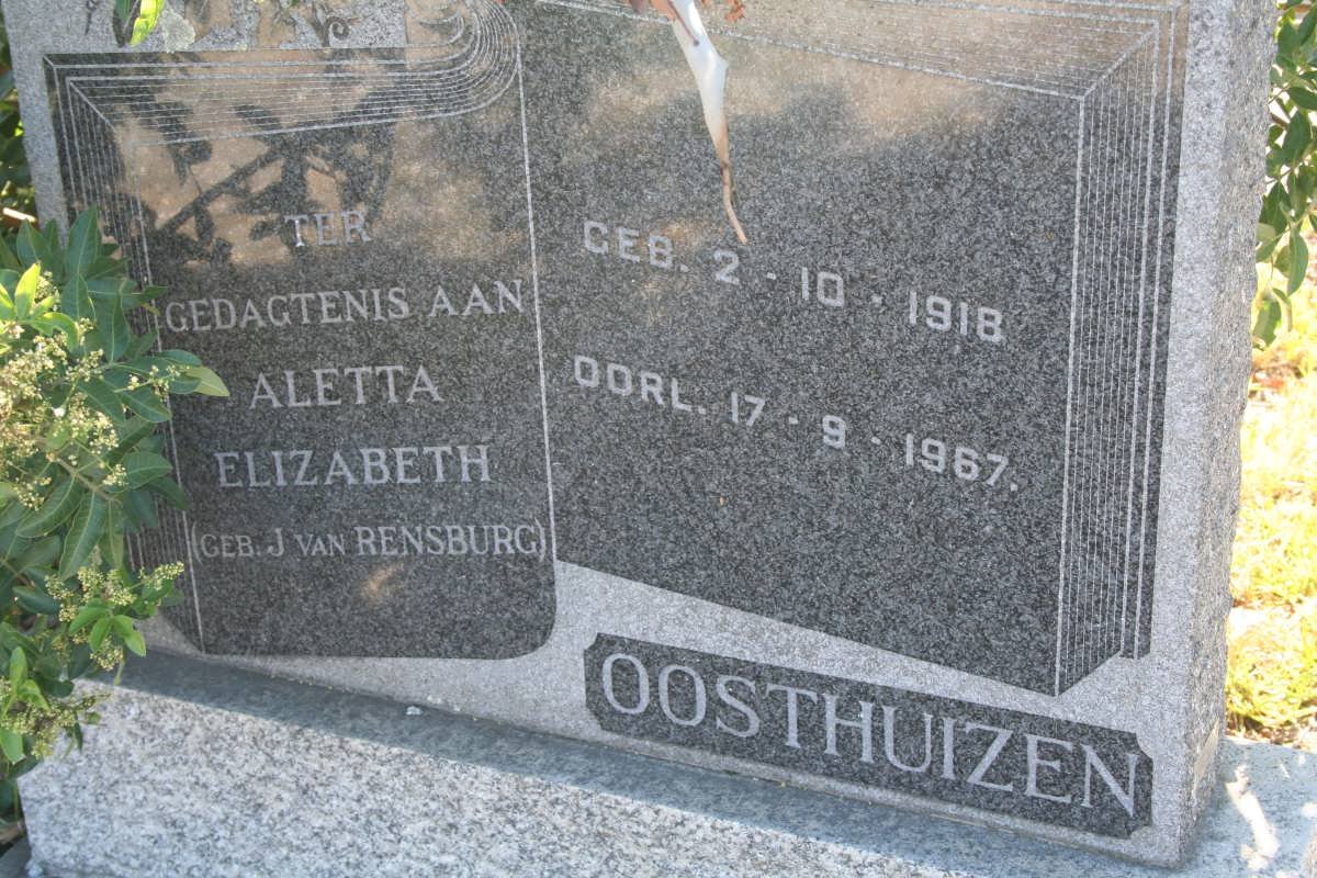 OOSTHUIZEN Aletta Elizabeth nee J. VAN RENSBURG 1918-1967