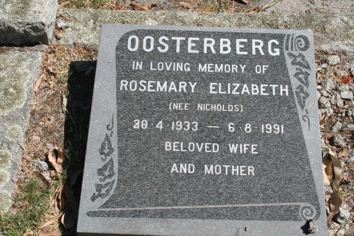OOSTERBERG Rosemary Elizabeth nee NICHOLS 1933-1991
