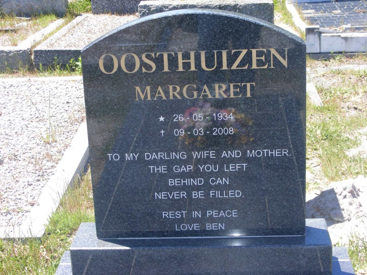 OOSTHUIZEN Margaret 1934-2008