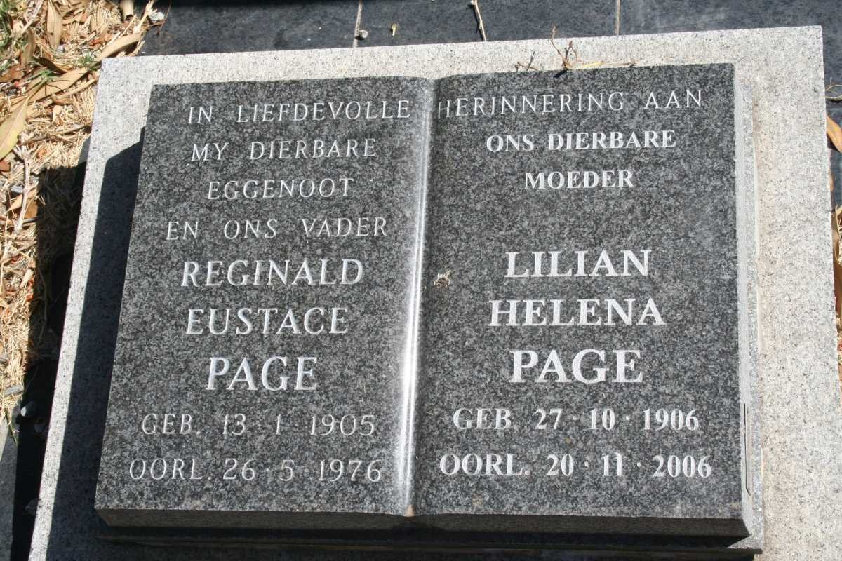 PAGE Reginald Eustace 1905-1976 &amp; Lilian Helena 1906-2006