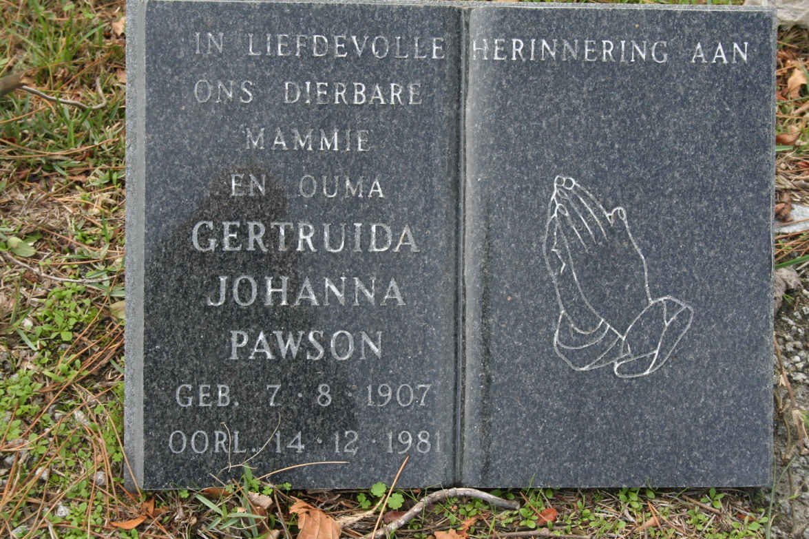 PAWSON Gertruida Johanna 1907-1981