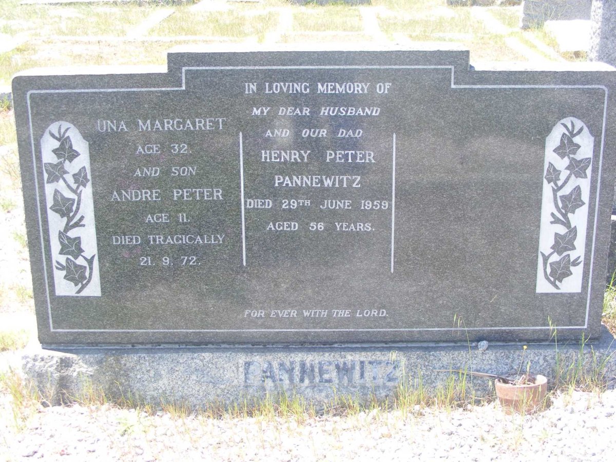 PANNEWITZ Henry Peter -1959 :: PANNEWITZ Una Margaret -1972 :: PANNEWITZ Andre Peter -1972