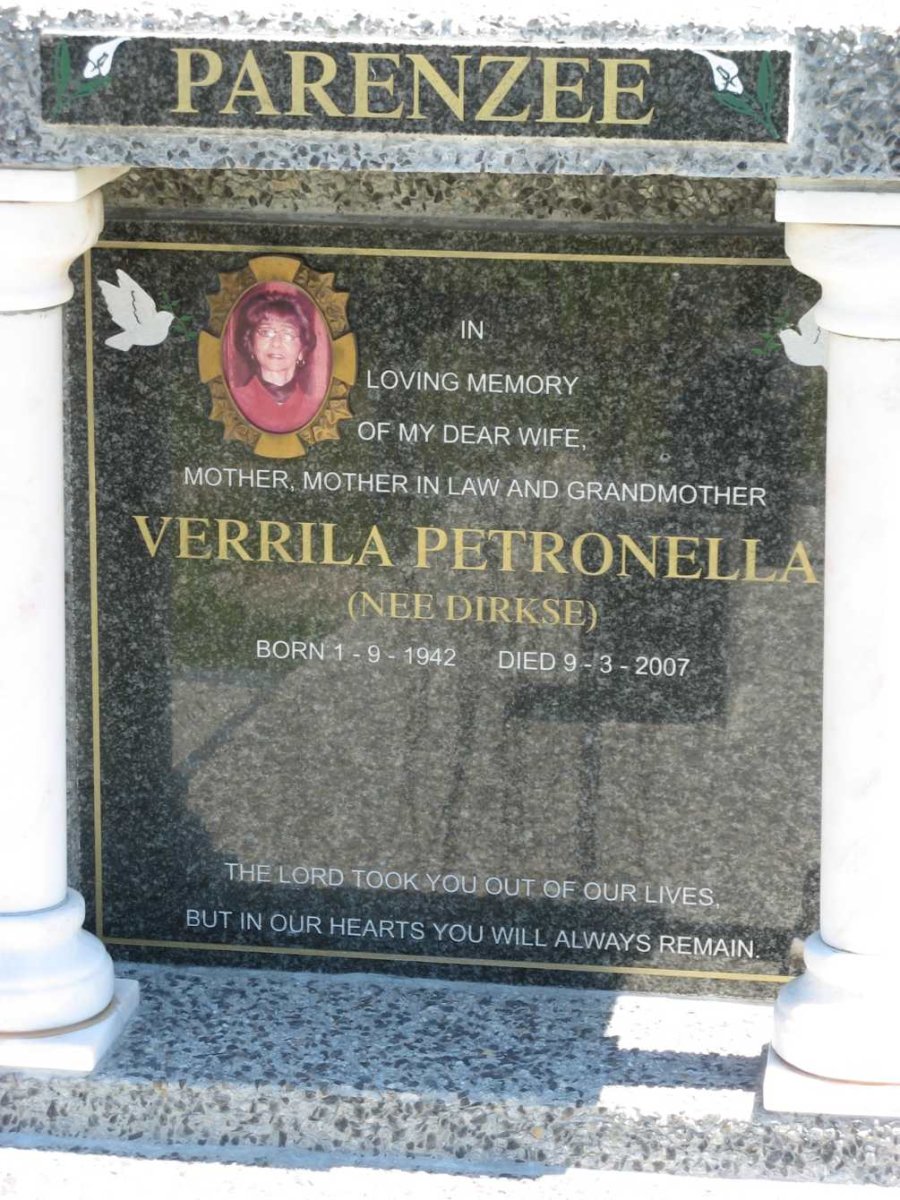 PARENZEE Verrila Petronella nee DIRKSE 1942-2007