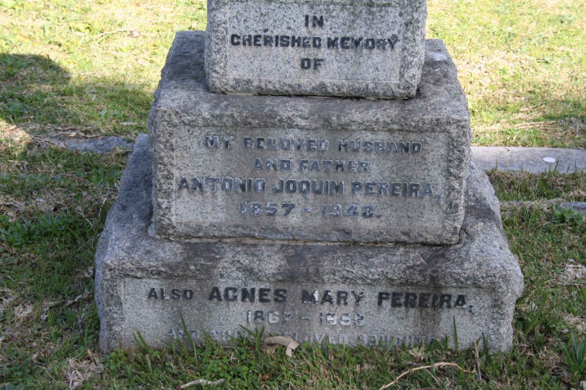 PEREIRA Antonio Joquim 1857-1948 &amp; Agnes Mary 186?-1959