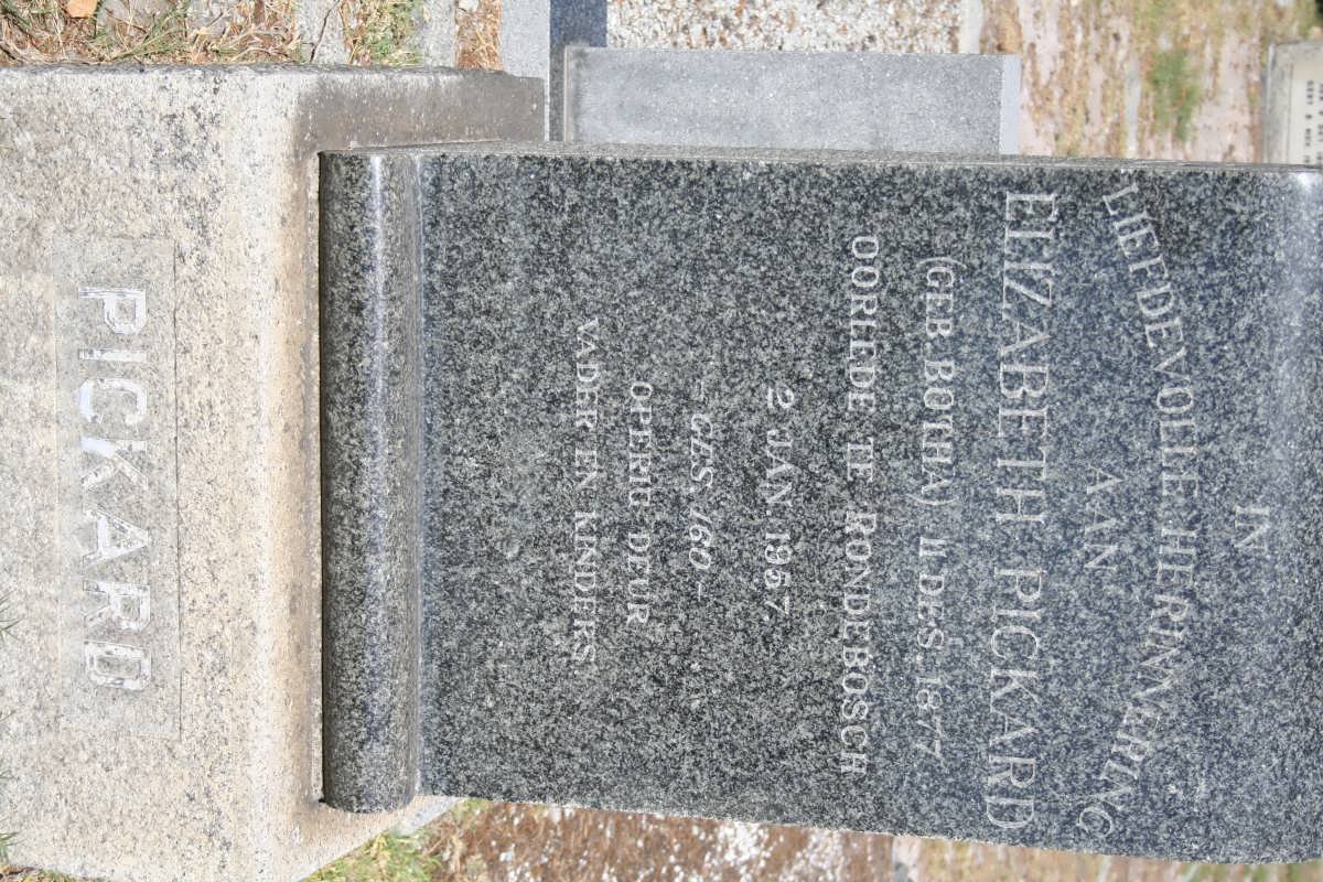 PICKARD Elizabeth nee BOTHA 1877-1957