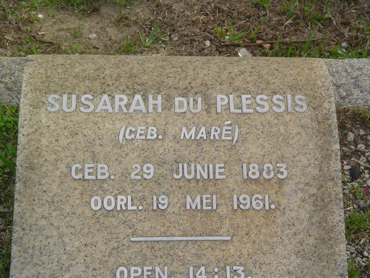 PLESSIS Susarah, du nee MARÉ 1883-1961
