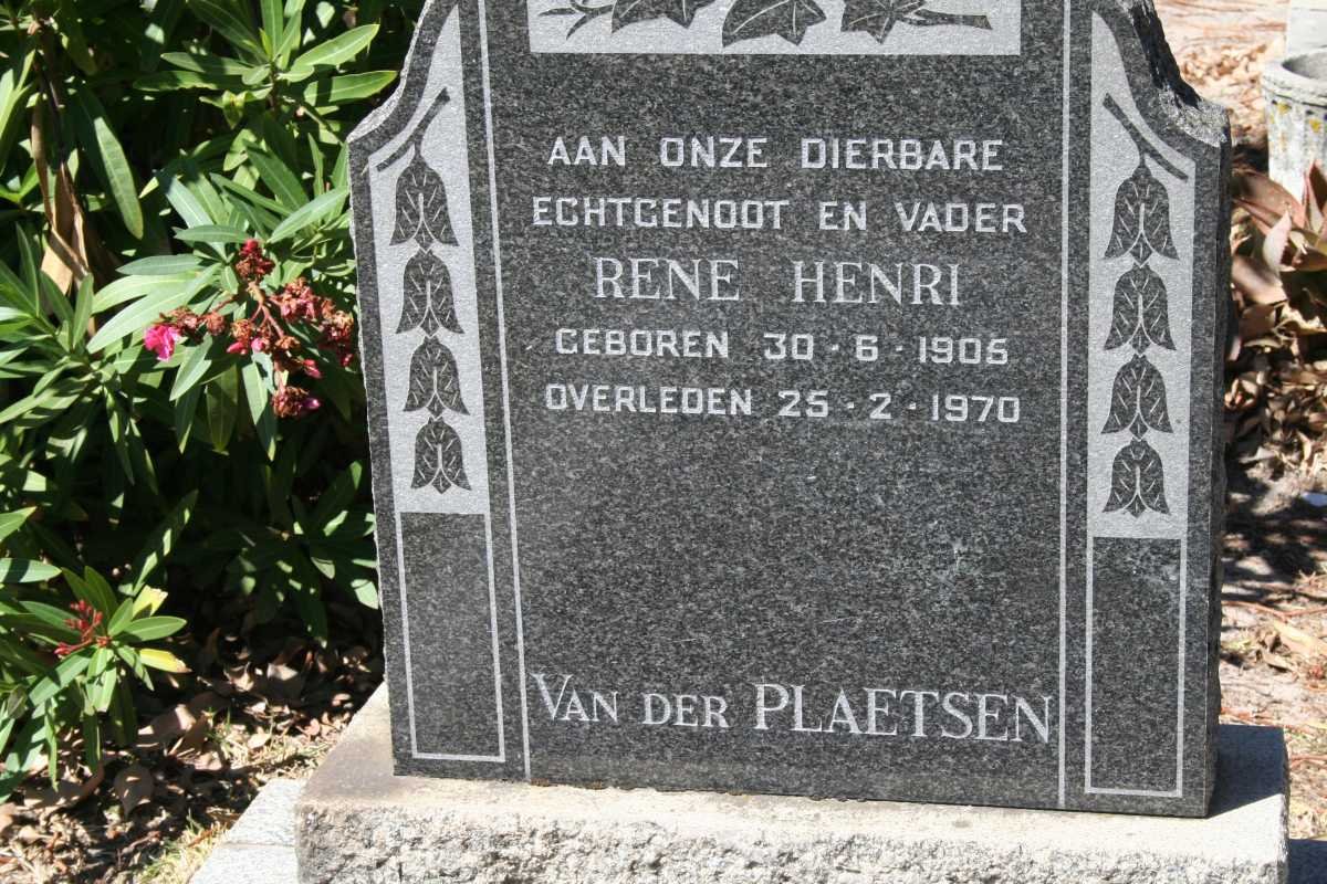 PLAETSEN Rene Henri, van der 1905-1970