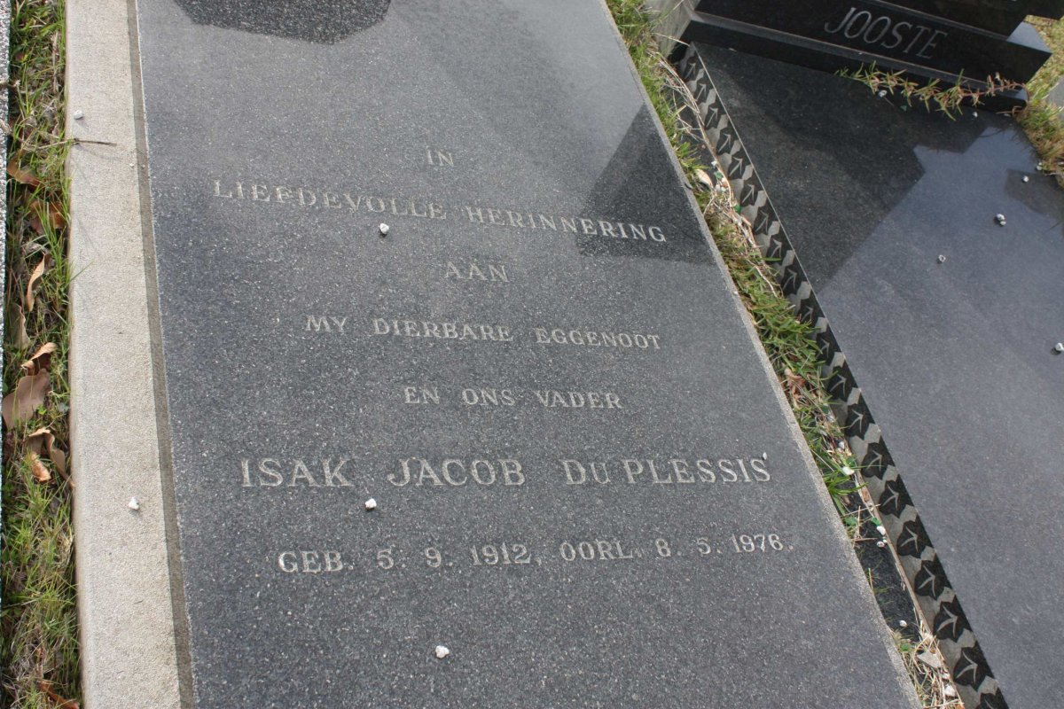 PLESSIS Isak Jacob, du 1912-1976