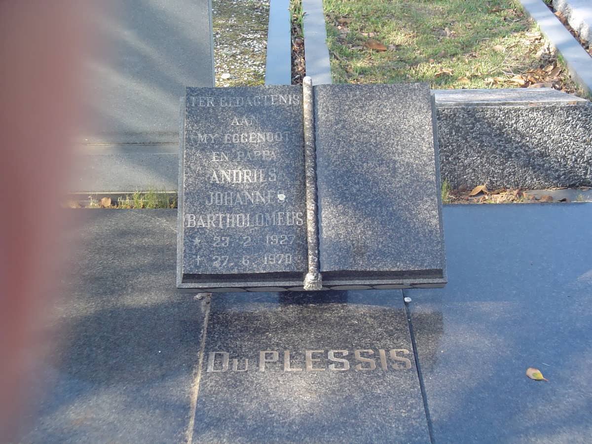 PLESSIS Andries Johannes Bartholomeus, du 1927-1970 