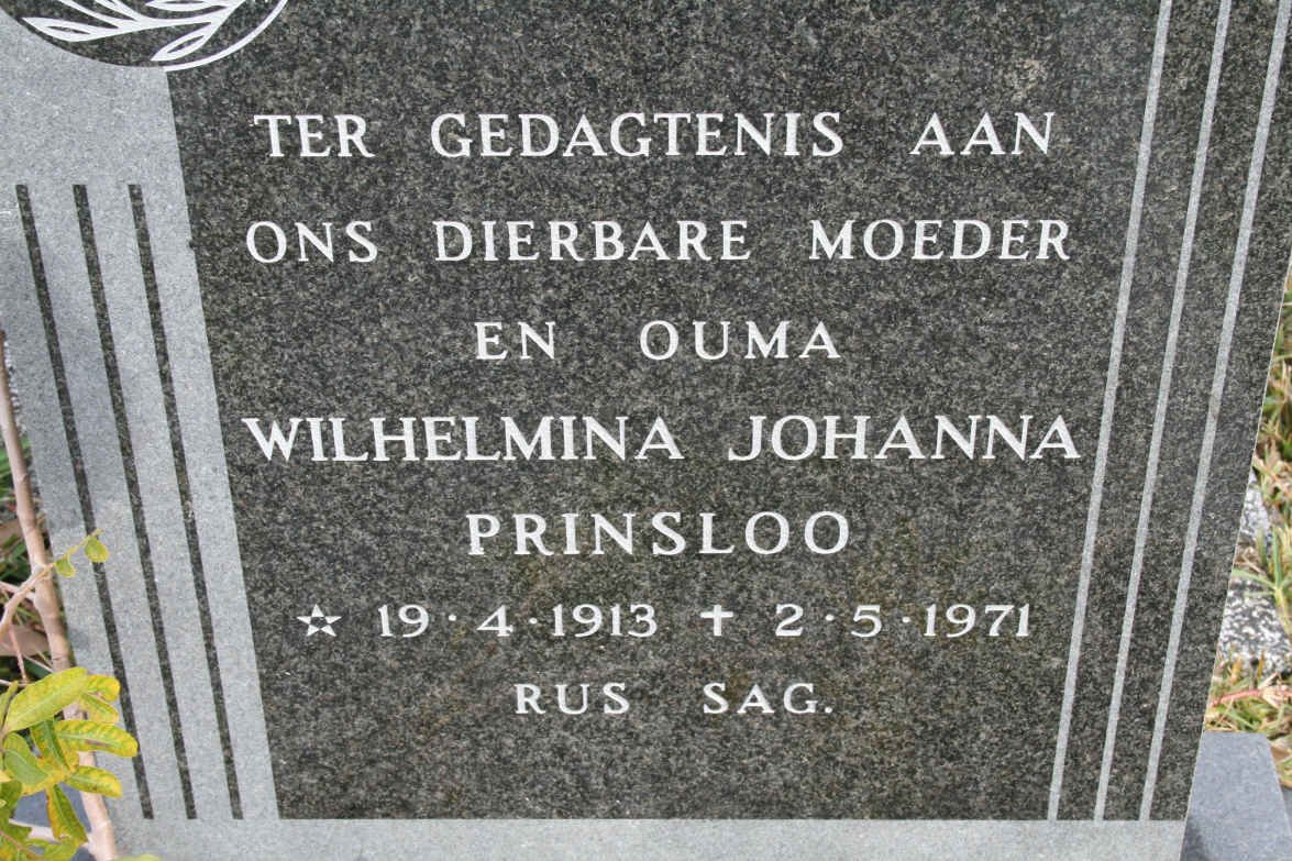 PRINSLOO Wilhelmina Johanna 1913-1971