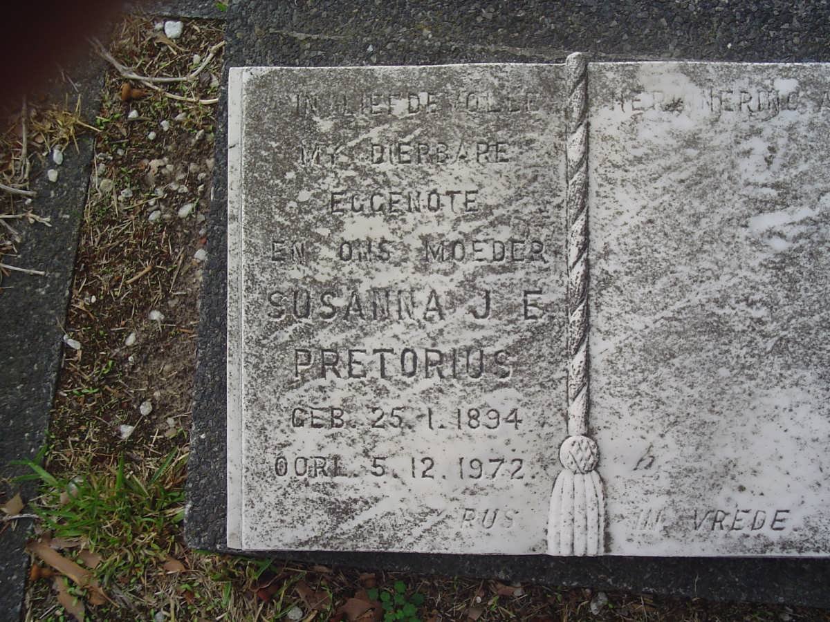 PRETORIUS Susanna J.E. 1894-1972