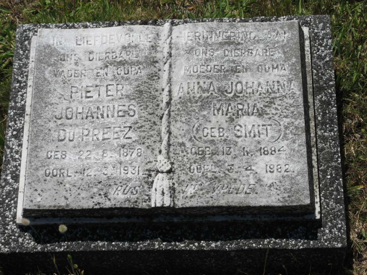 PREEZ Pieter Johannes, du 1878-1931 &amp; Anna Johanna Maria SMIT 1884-1982