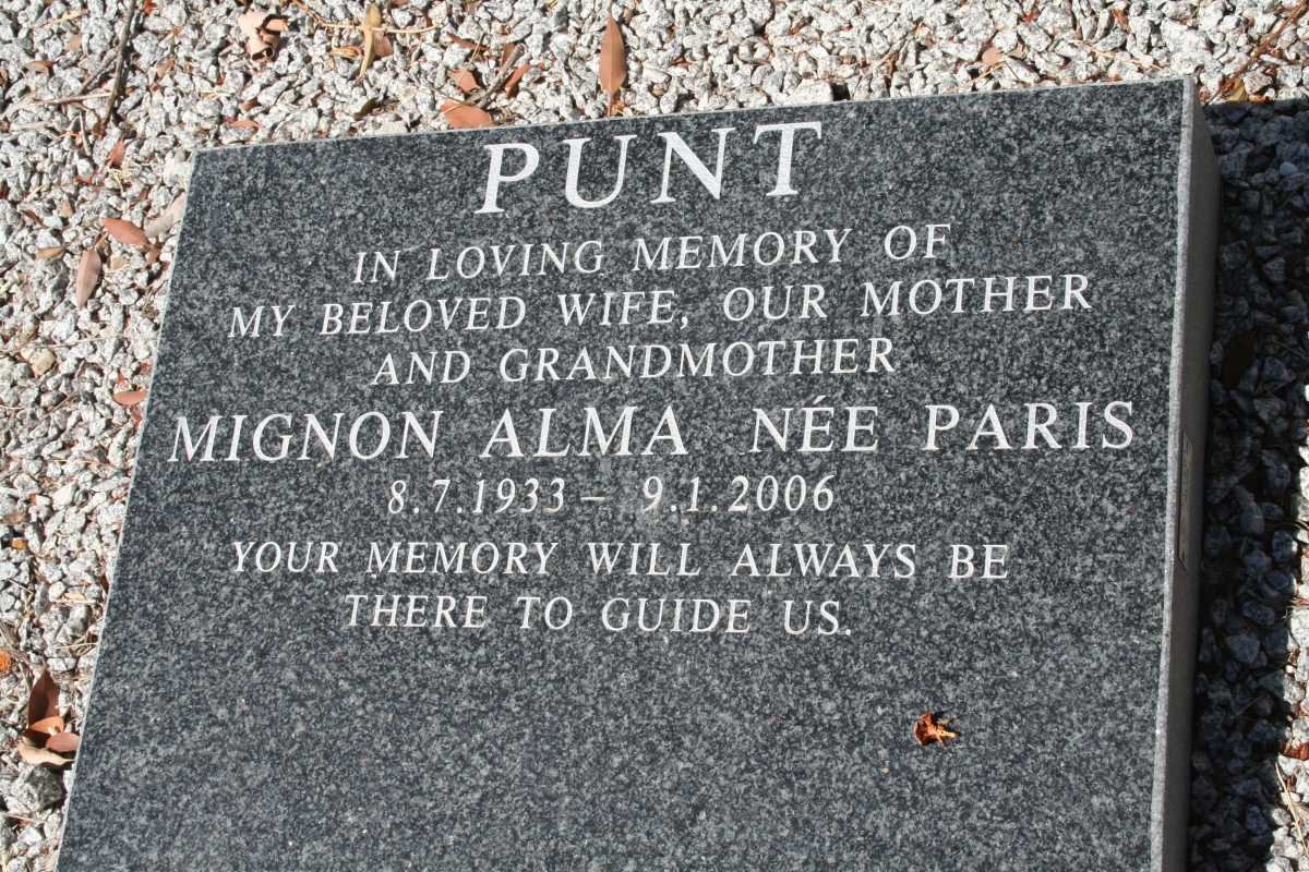 PUNT Mignon Alma nee PARIS 1933-2006