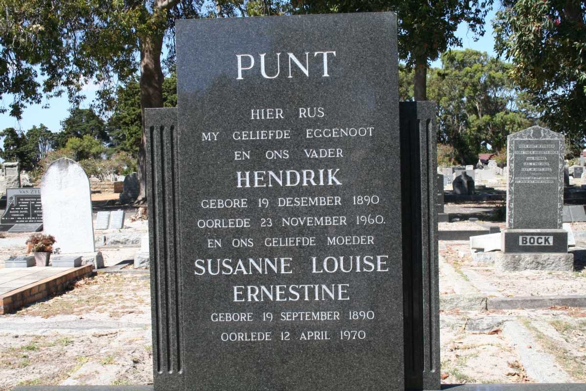 PUNT Hendrik 1890-1960 &amp; Susanne Louise Ernestine 1890-1970