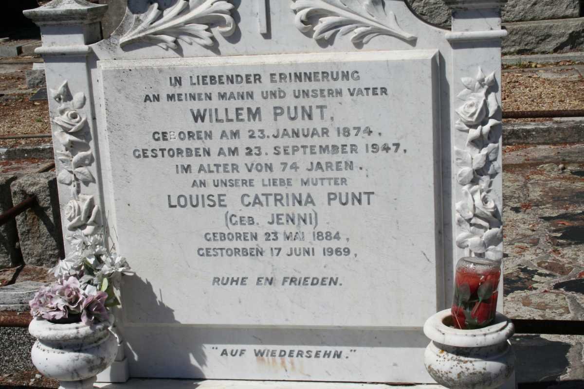 PUNT Willem 1874-1947 &amp; Louise Catrina JENNI 1884-1969