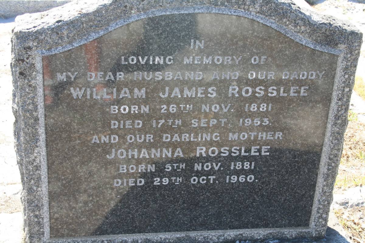 ROSSLEE William James 1881-1953 &amp; Johanna 1881-1960