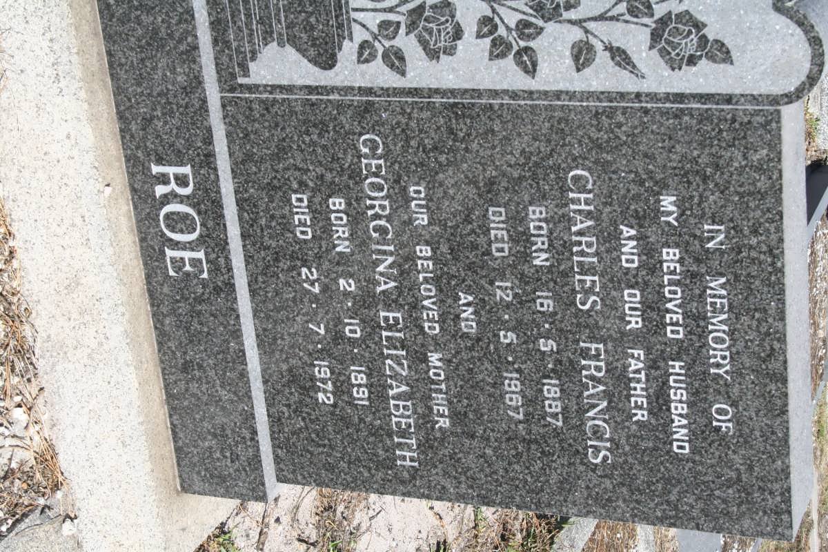 ROE Charles Francis 1887-1967 &amp; Georgina Elizabeth 1891-1972