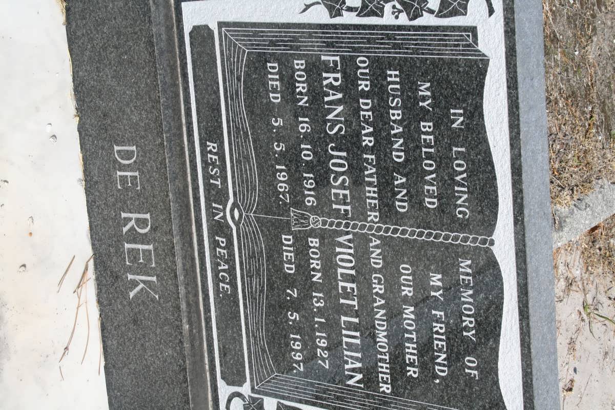 REK Frans Josef, de 1916-1967 &amp; Violet Lilian 1927-1997