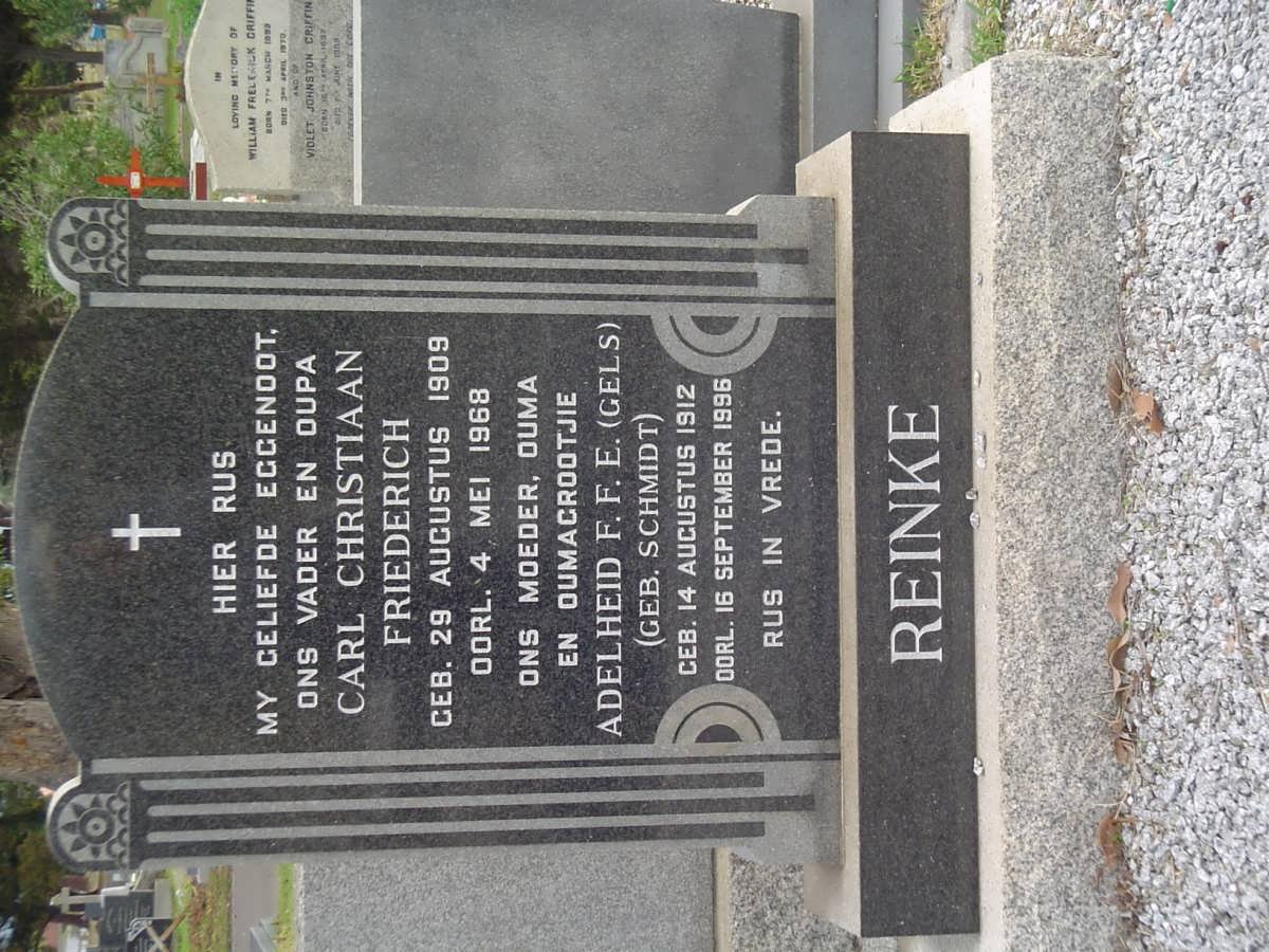 REINKE Carl Christiaan Friederich 1909-1968 &amp; Aldelheid F.F.E. SCHMIDT 1912-1996 
