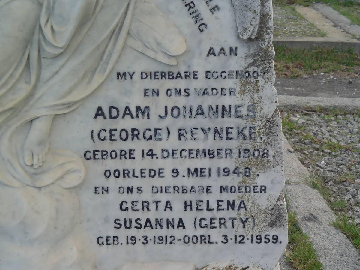 REYNEKE Adam Johannes 1908-1948 &amp; Gerta Helena Susanna 1912-1959