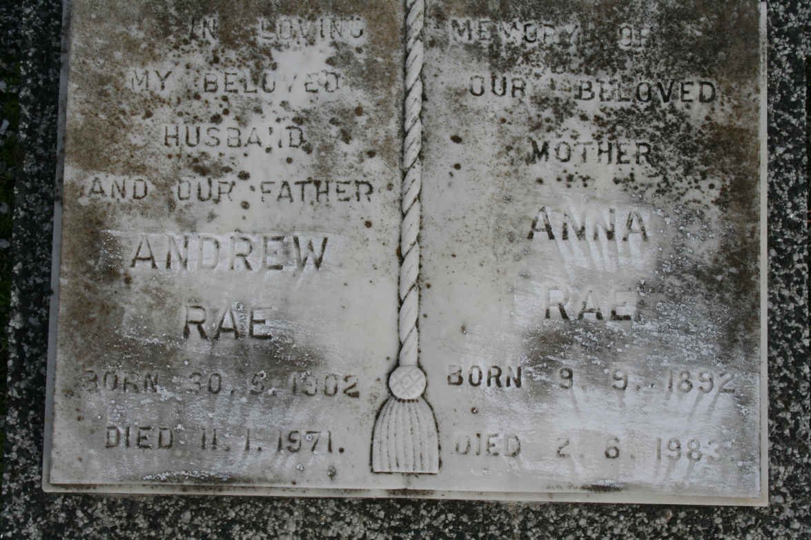 RAE Andrew 1902-1971 &amp; Anna 1892-1983