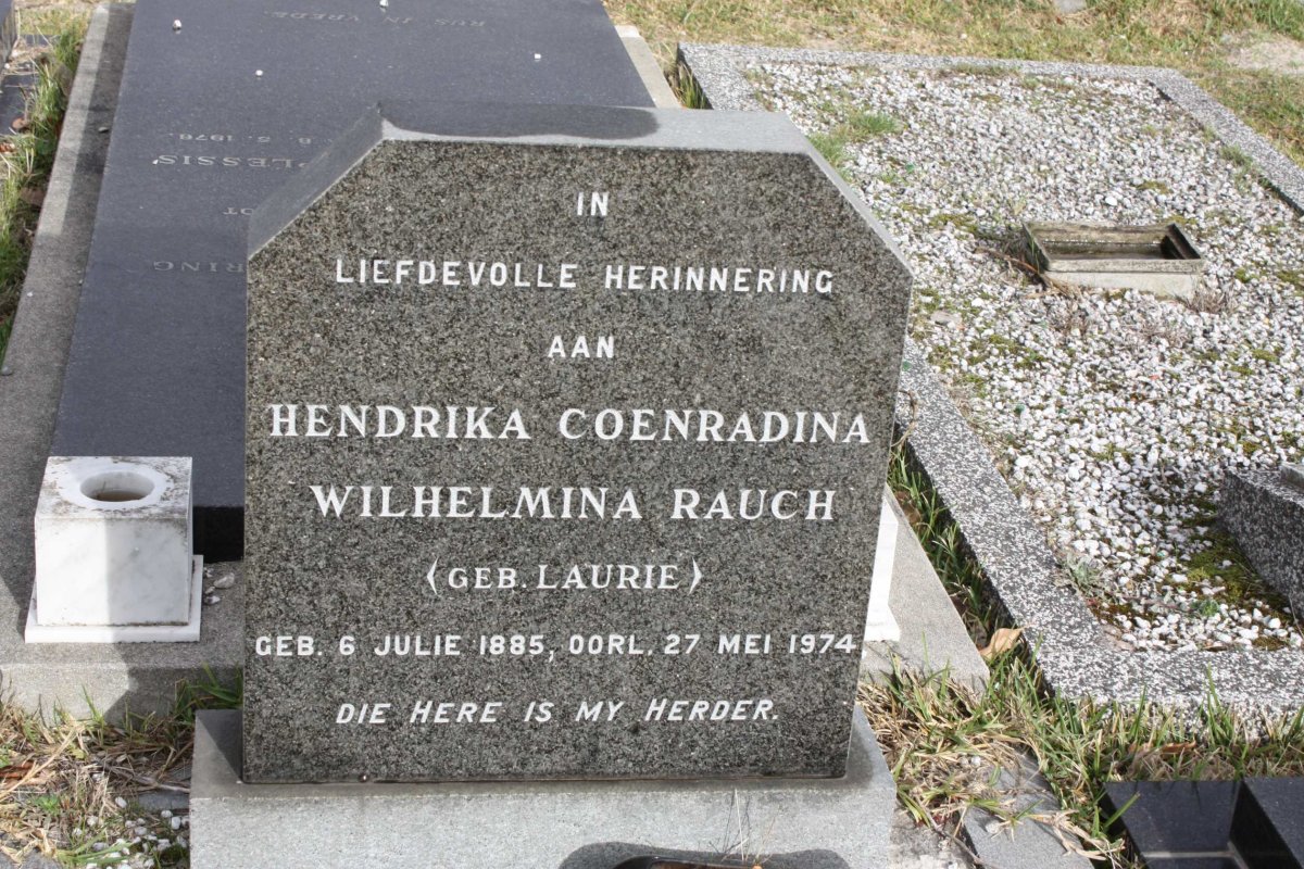 RAUCH Hendrika Coenradina Wilhelmina nee LAURIE 1885-1974