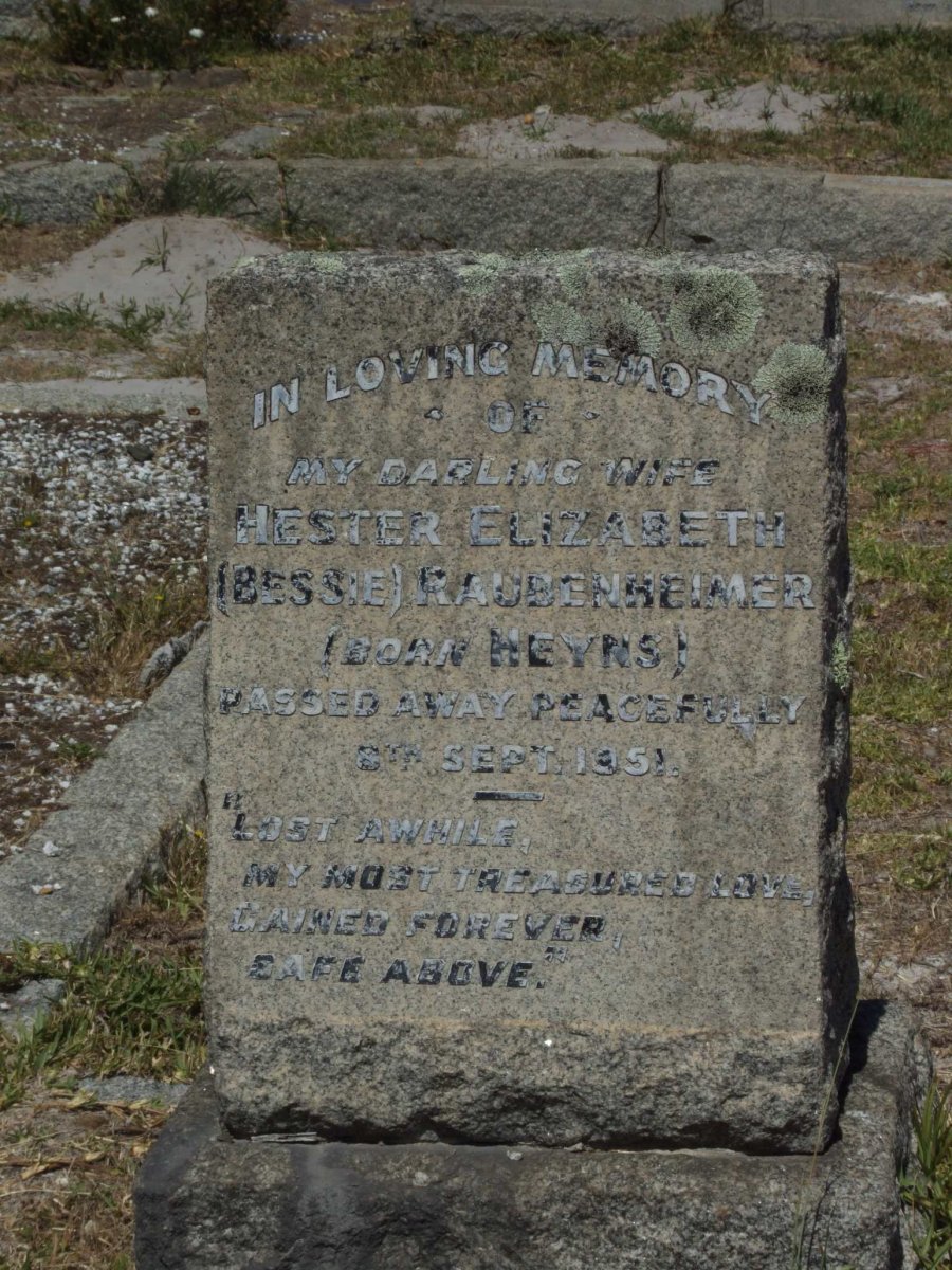 RAUBENHEIMER Hester Elizabeth nee HEYNS -1951