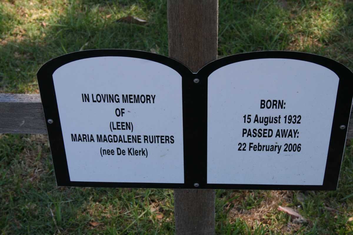 RUITERS Maria Magdalene nee DE KLERK 1932-2006