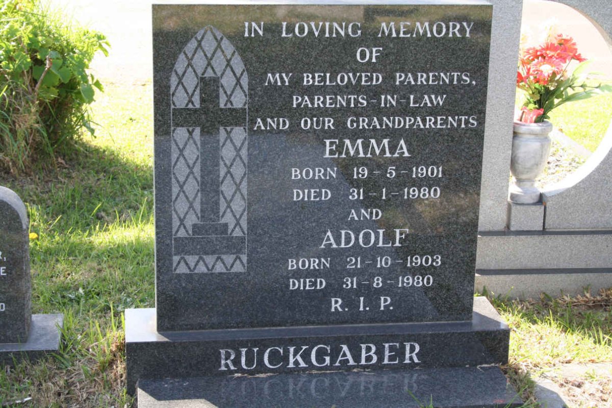RUCKGABER Adolf 1903-1980 &amp; Emma 1901-1980 