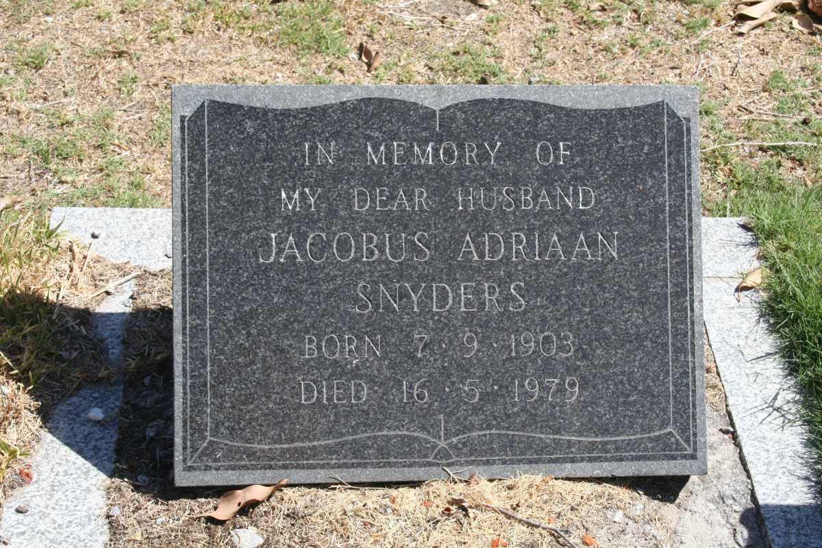 SNYDERS Jacobus Adriaan 1903-1979