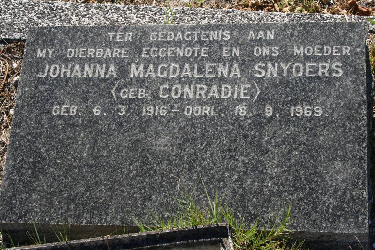 SNYDERS Johanna Magdalena nee CONRADIE 1916-1969