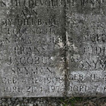 SNYMAN Frans Jacobus 1908-1973 &amp; Judith 1912-1978