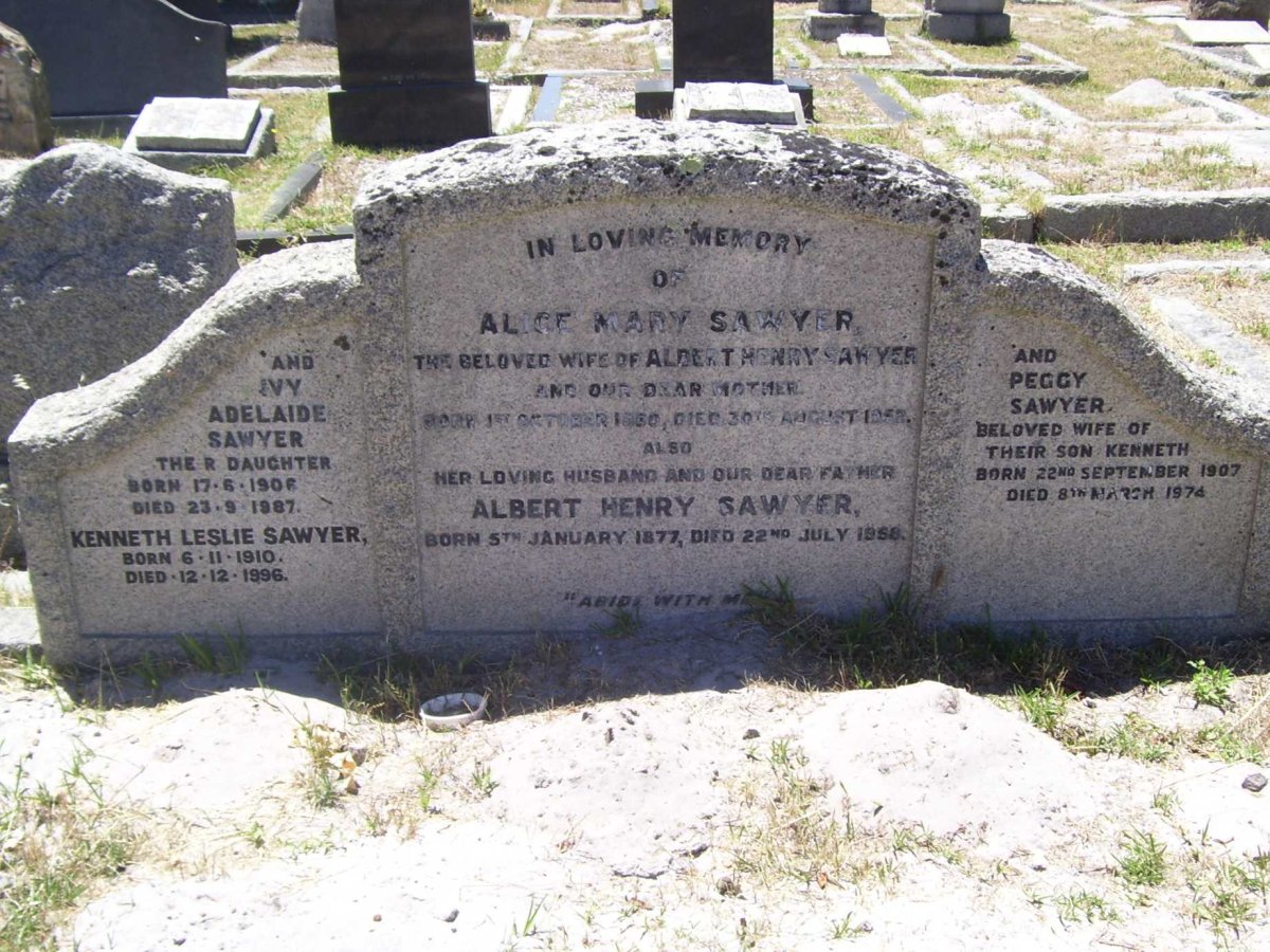 SAWYER Albert Henry 1877-1958 &amp; Alice Mary 1860-1952