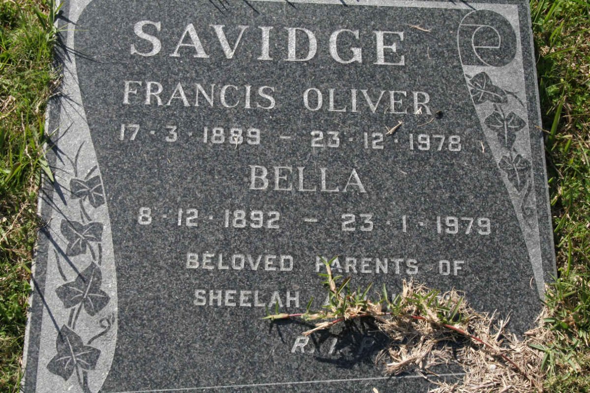 SAVIDGE Francis Oliver 1889-1978 &amp; Bella 1892-1979