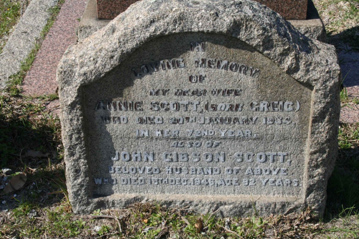 SCOTT John Gibson -1946 &amp; Annie GREIG -1934