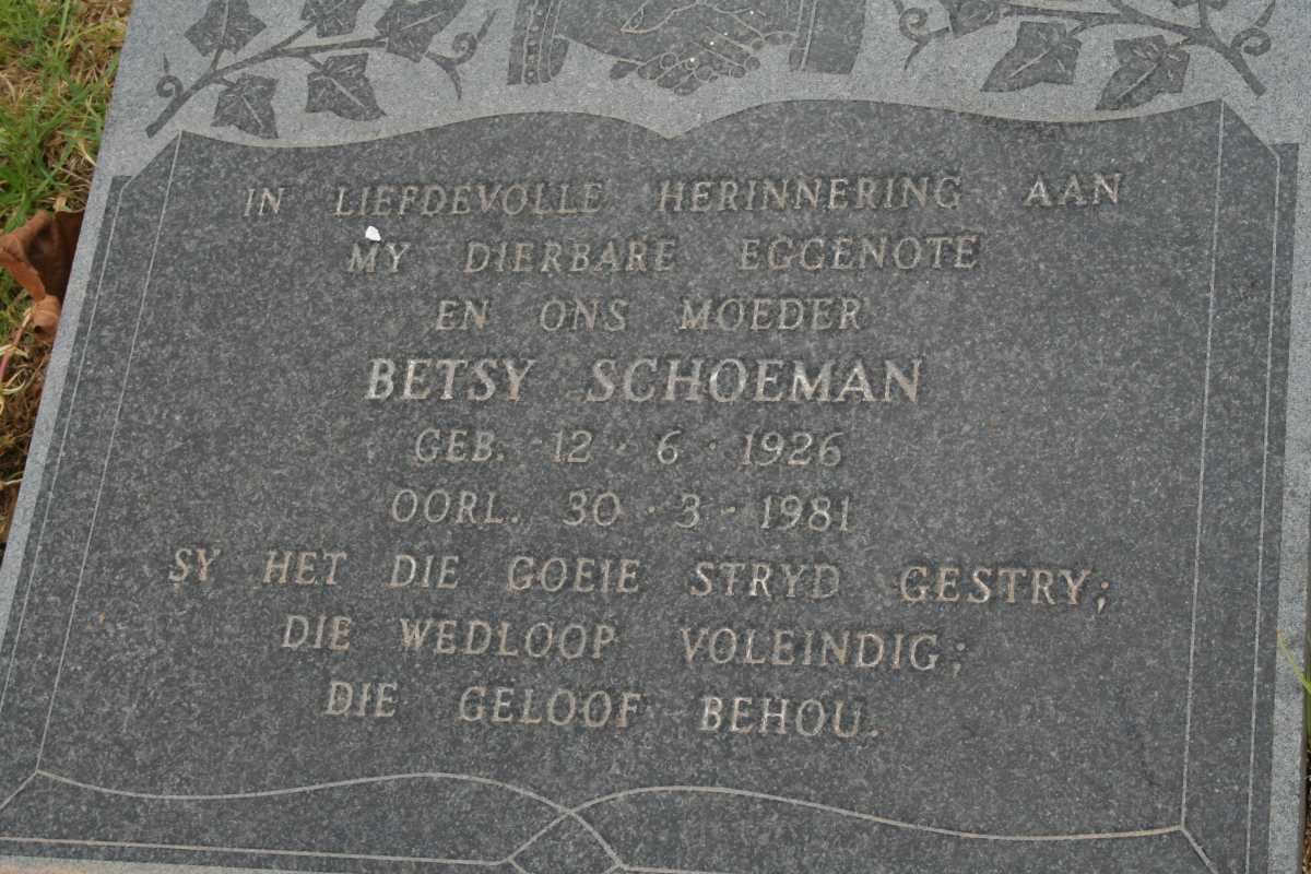 SCHOEMAN Betsy 1926-1981