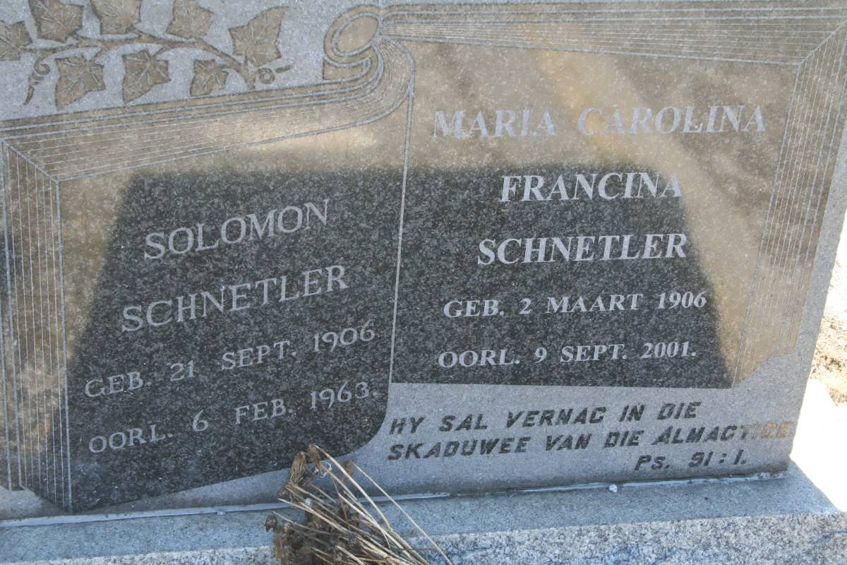 SCHNETLER Solomon 1906-1963 &amp; Maria Carolina Francina 1906-2001